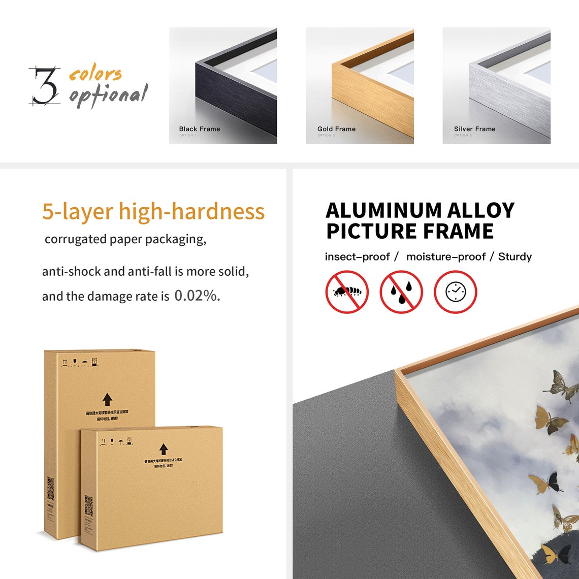 Framed Wall Art Birds Blue Mountain Landscape Color Painting | Etsy