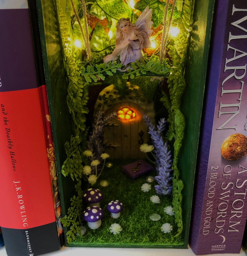 Book Nook Diorama of a Fairy Garden Book Nook Shelf Insert Etsy