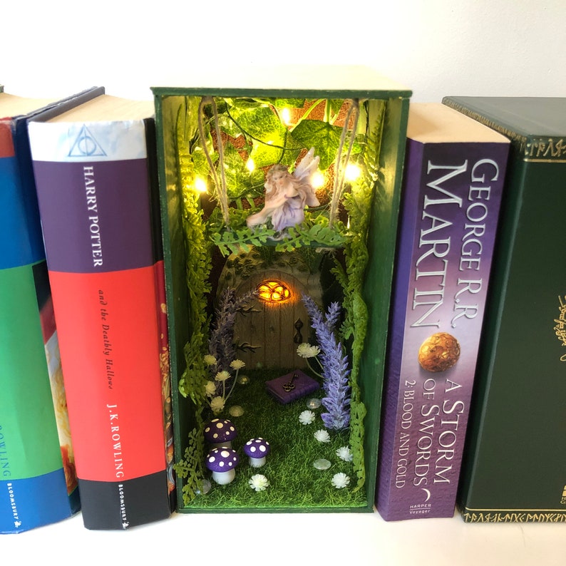 Book Nook Diorama of a Fairy Garden Book Nook Shelf Insert Etsy