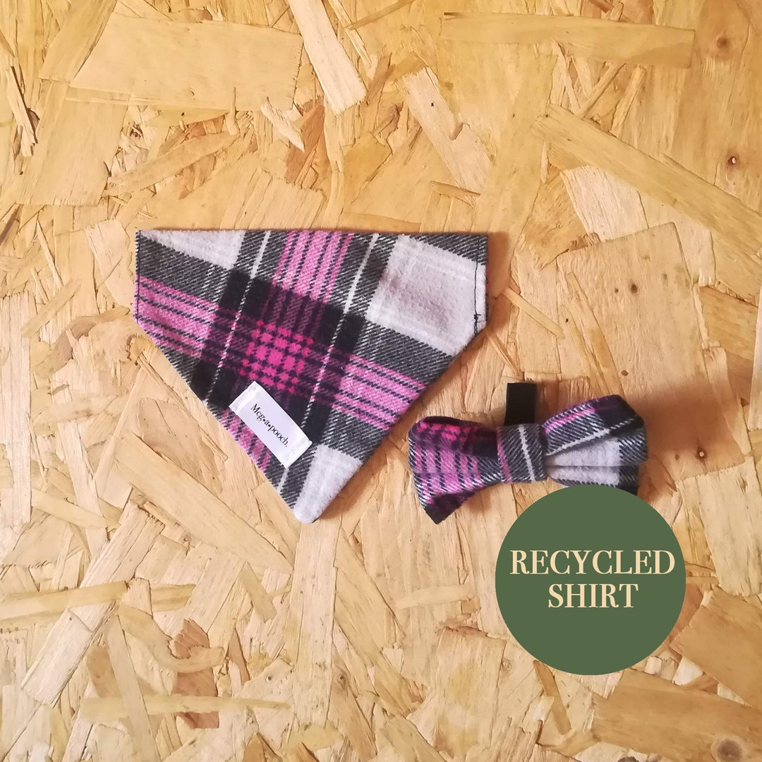 Eco Friendly Pet Accessories / Pink Checked / Pet Bandanas / Zero Waste