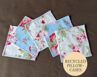 Lingettes réutilisables pour le visage / Paquet de 5 / Réutilisables / Sans plastique / Respectueux de l'environnement / Zéro déchet / Recyclé / Lavable / Bambou / Tissu éponge / Fleur