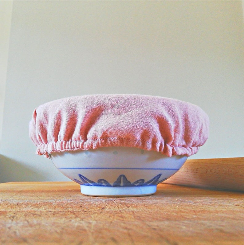 Pink Linen Bowl Covers / Set of 3 / Reusable / Plastic Free / Eco Friendly / Zero Waste / Washable / Recycled / Kitchen / Sustainable Home image 3