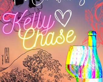 Peut inclure: Une invitation de mariage avec un graphique de crâne et d'os croisés, un cœur et le texte "The Crawford's Kelly Chase". L'invitation présente également un graphique de vague et une bouteille de vin avec un verre de vin. Le texte "Napa, CA September 4 2022" est sur la bouteille de vin.
