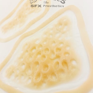 2 Unpainted Silicone Prosthetic burrowed hole pieces