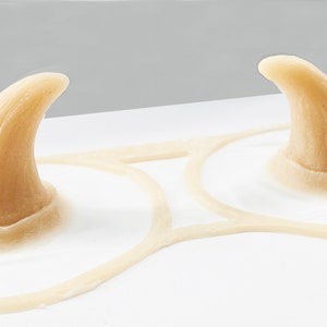 Pack of 2 Unpainted Silicone Prosthetic Curved horns