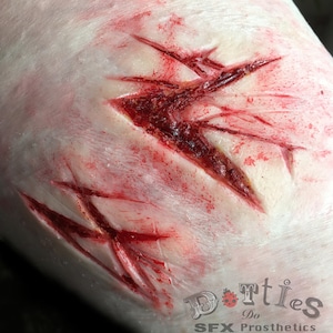 Pack of 2 Unpainted Silicone Prosthetic glass cut wounds