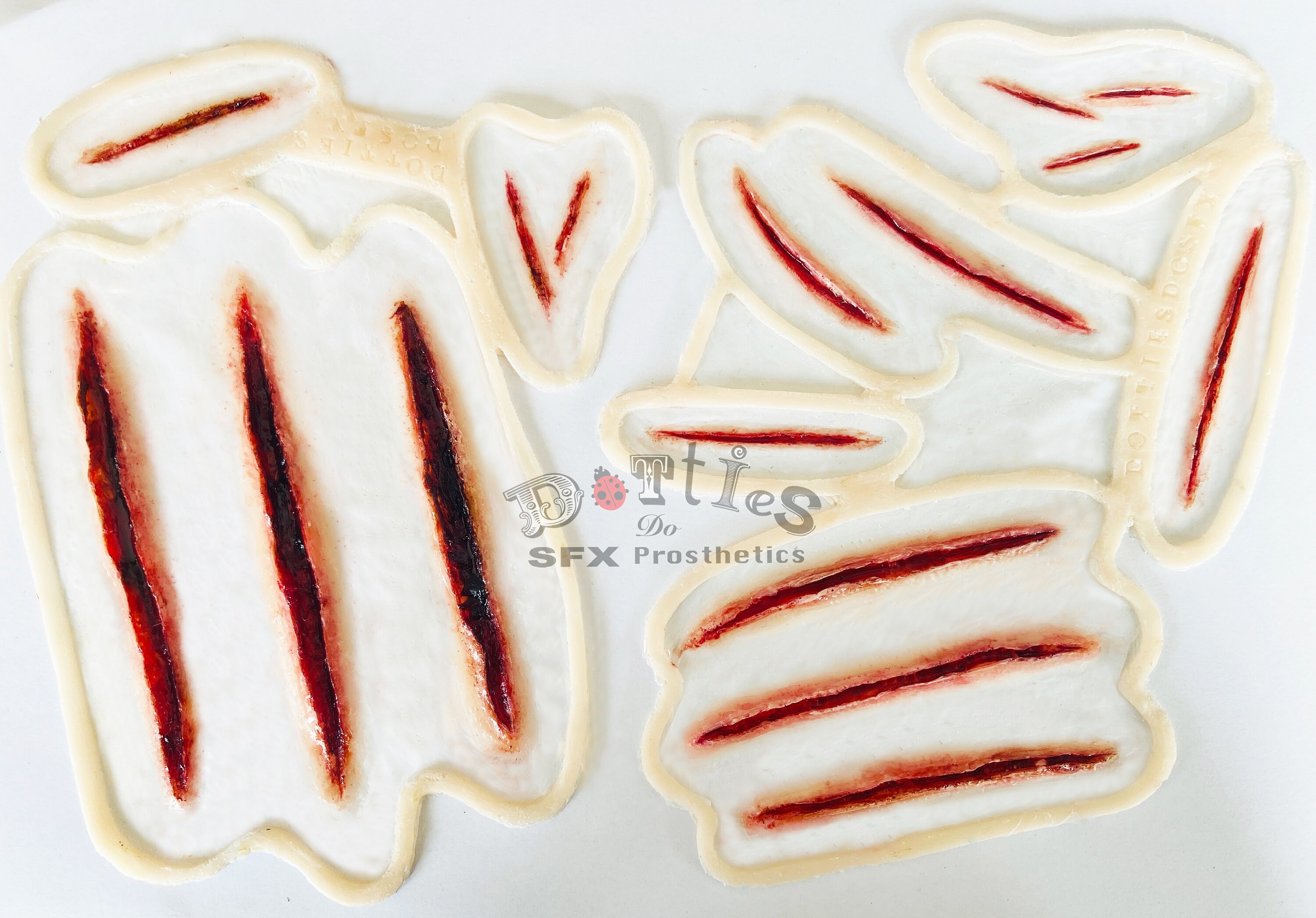 Scratch Prosetic 8 Piece Scratch Pack Unpainted Silicone Prosthetic, Claw Marks ...
