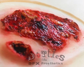 2er Pack Unlackierte Silikonprothetik, verrottendes Fleisch / große Wunde / Zombie