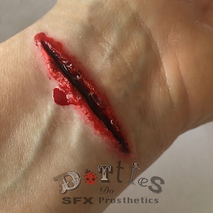 3 pack Unpainted Silicone Prosthetic, slit wrist / small wound
