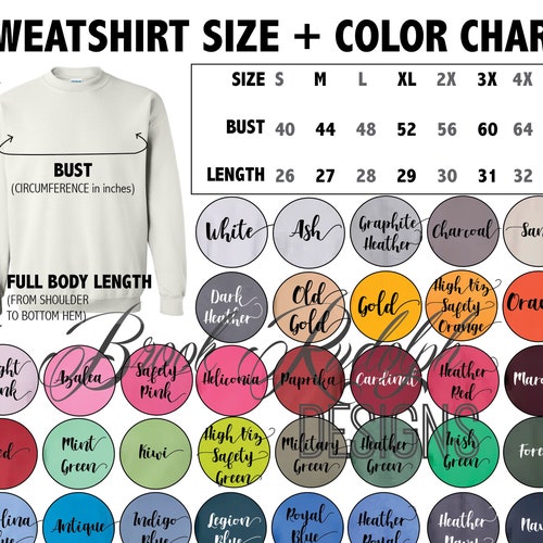 Gildan 18000 G180 Color Chart Unisex Crewneck Sweatshirt - Etsy