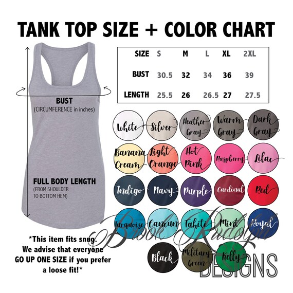 Next Level Ideal Racerback Tank Size Chart