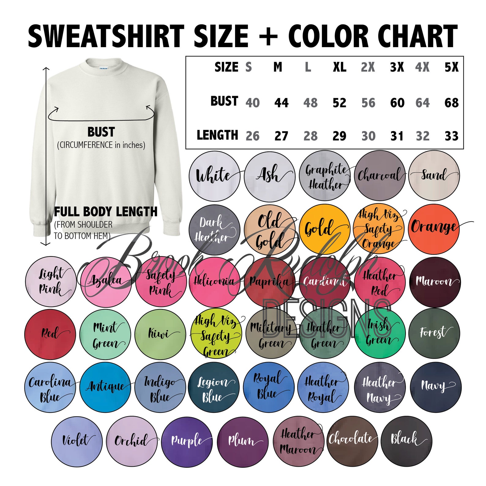 gildan crewneck sweatshirt color chart