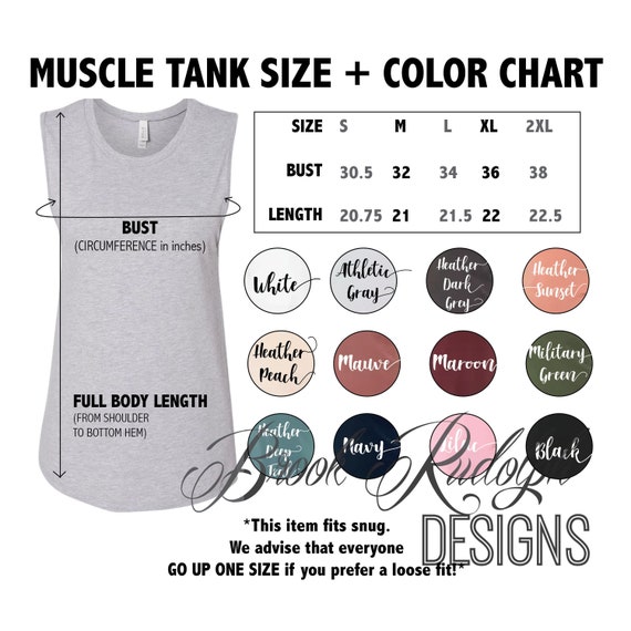 Bella Canvas Muscle Tank Size Chart