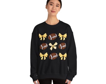 Yellow Football Coquette Style Sweatshirt with custom Team Colors & matching family options for college professional or school teams