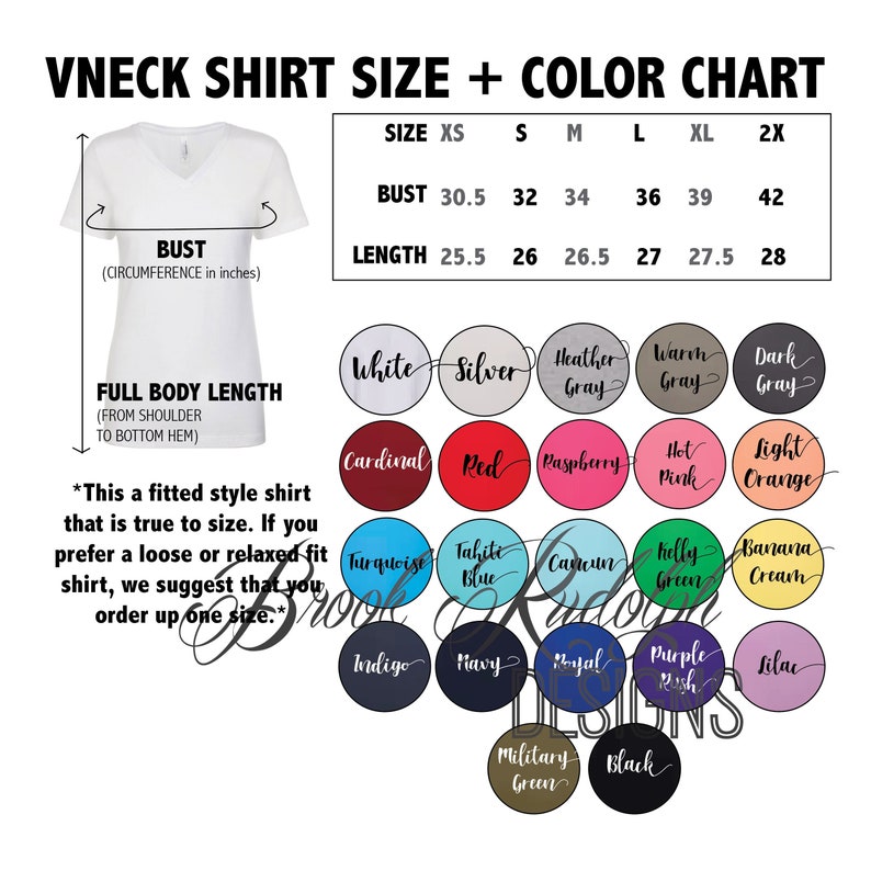 Next Level Ladies' Ideal V neck Size and Color Chart | Etsy