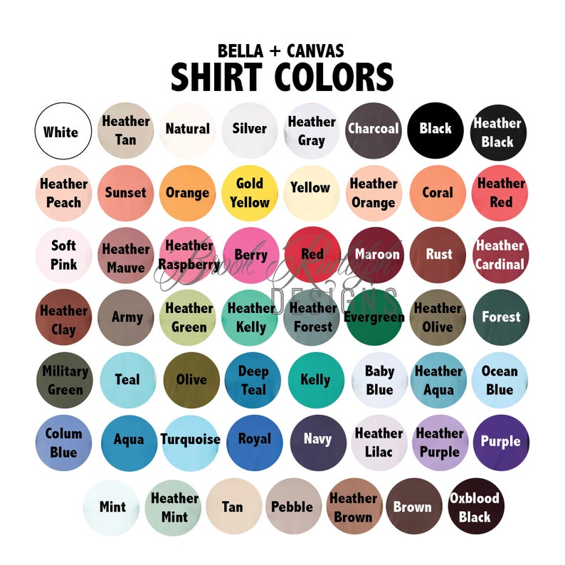 Download Bella Canvas 3001C Shirt Color Chart Instant Download | Etsy