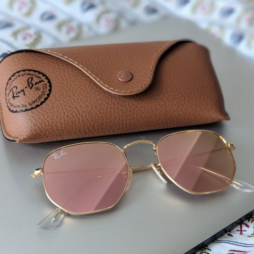 Hexagonal Pink Mirrored Sunglasses 