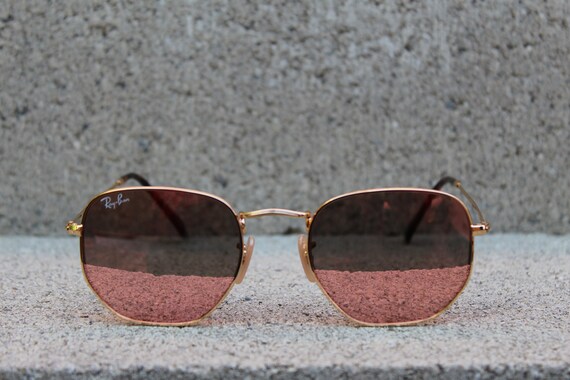 Occhiali da sole hexagonali con specchio rosa / Ray-Ban | Etsy Italia