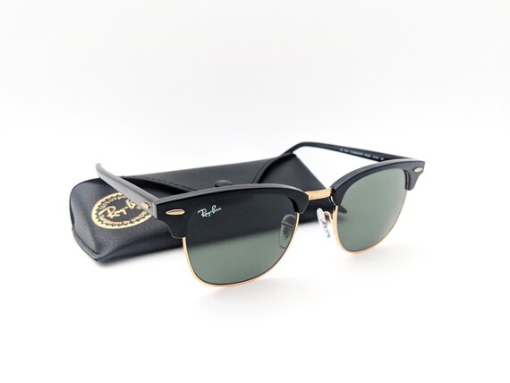 Vintage Ray Ban Clubmaster Sunglasses Rb3016 Black And Gold Etsy Vintage Ray Ban Clubmaster Sunglasses Rb3016 Black And Gold Etsy