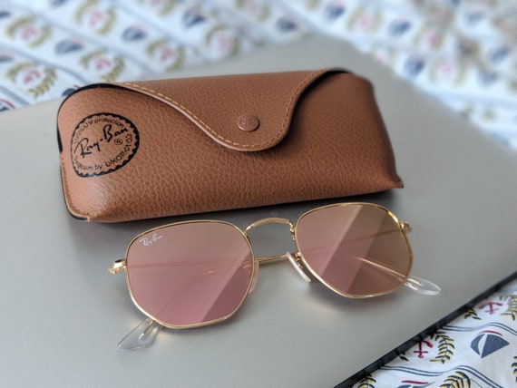 Íntimo La ciudad Piquete Gafas de sol hexagonales con espejo rosa / Ray-Ban hexagonal / - Etsy España