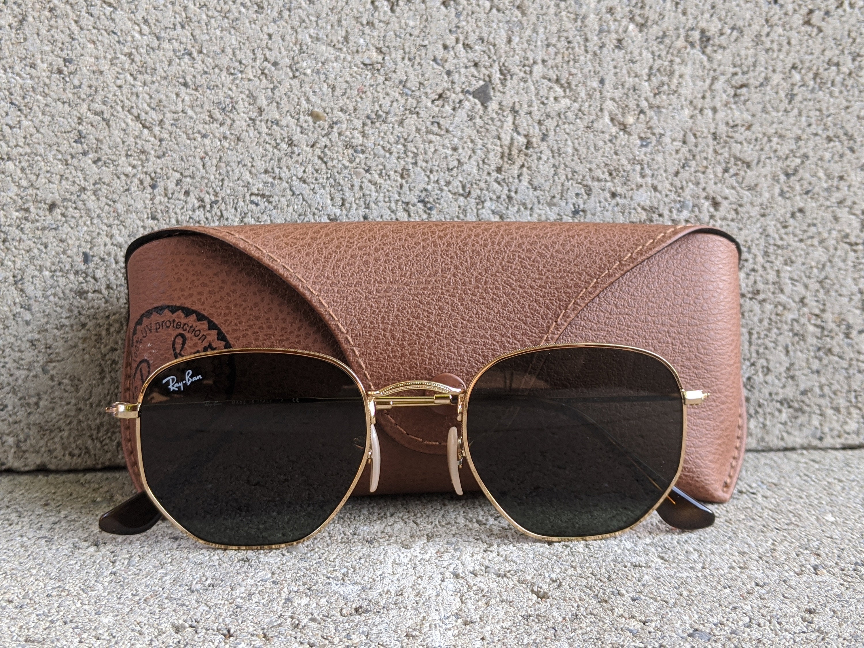 New Hexagon Sunglasses Gold Frame / Ray-ban Rb3548 001 - Etsy Denmark