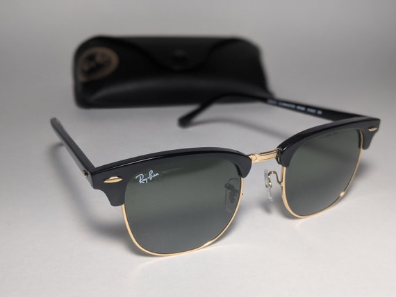 Vintage Ray-ban Clubmaster Sunglasses RB 3016 Black and Gold - Etsy