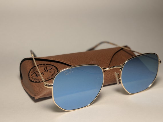 ray ban hexagonal light blue