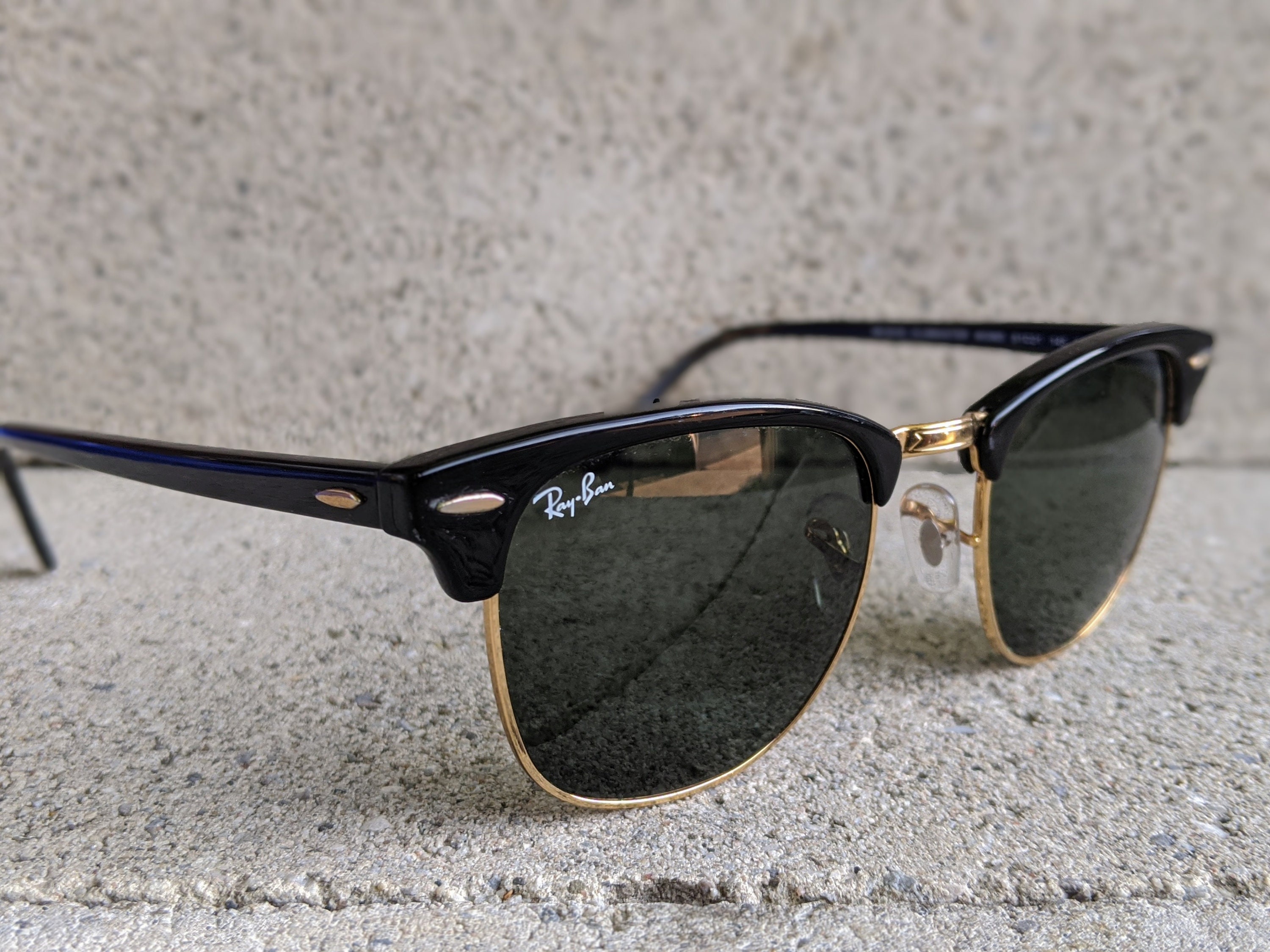 Vintage Ray-Ban Clubmaster Occhiali da sole RB3016 Nero e Oro | Etsy Italia