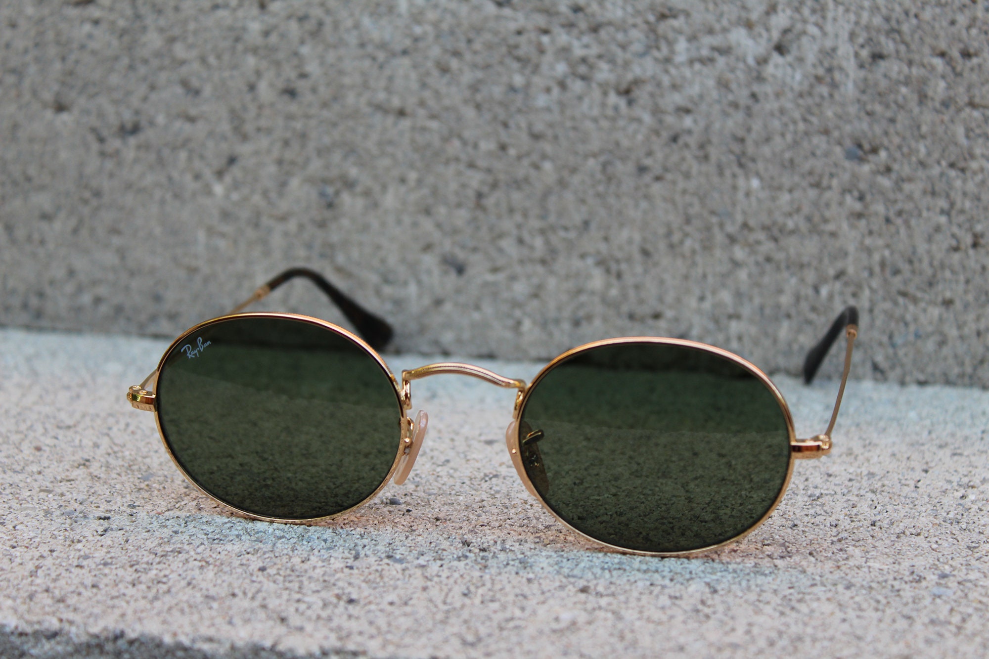Gold Oval Lens Ray-ban Sunglasses Rb3547 001 - Etsy Finland