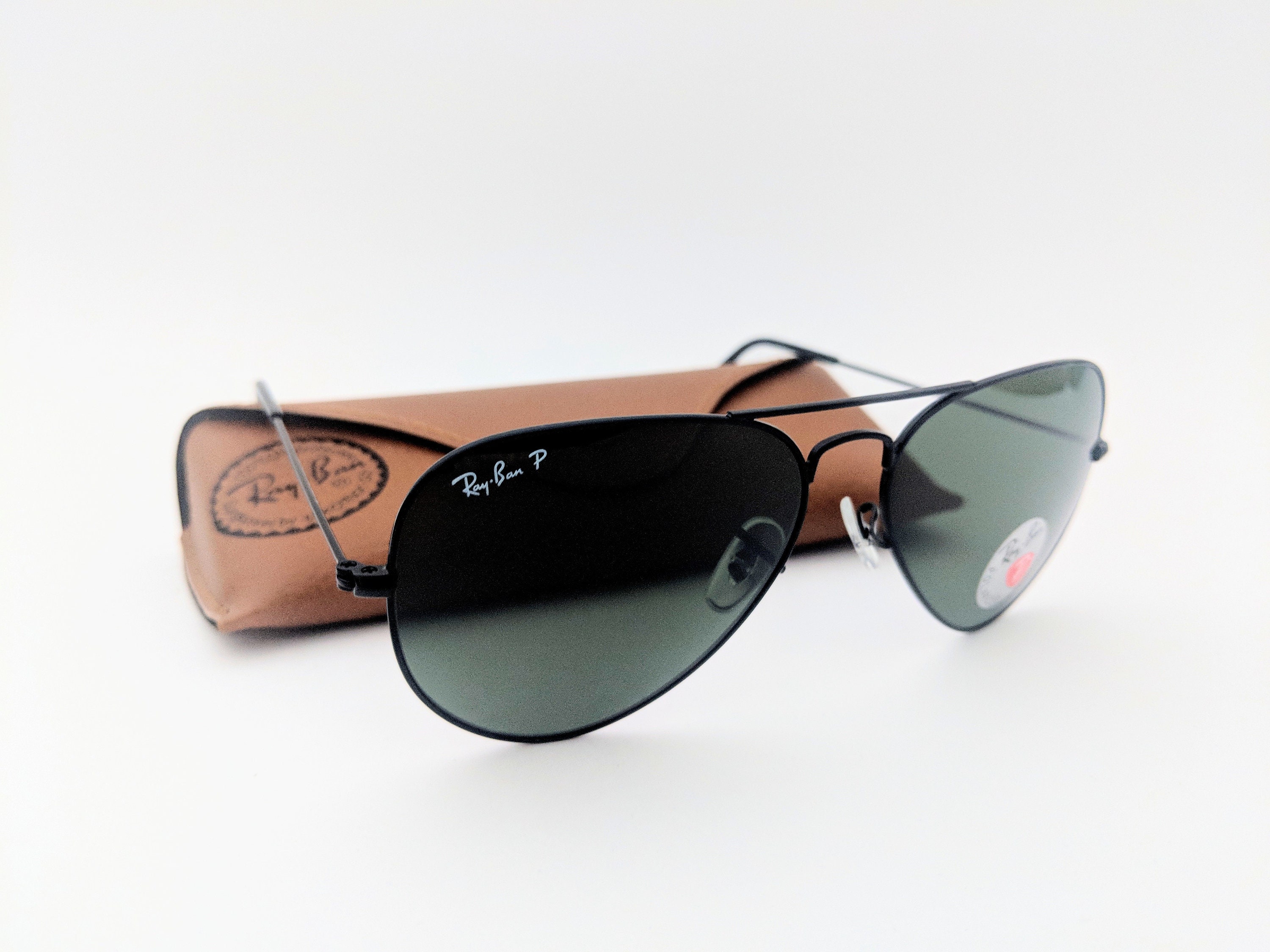 Black Polarized Ray Ban Aviator Sunglasses P Etsy