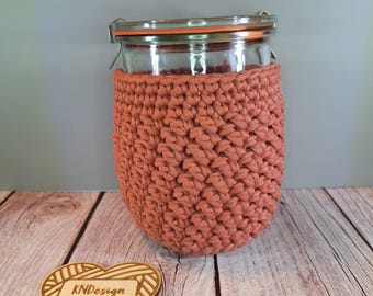 Hand Crocheted Quart Jar Cozy, Sourdough Starter Insulator