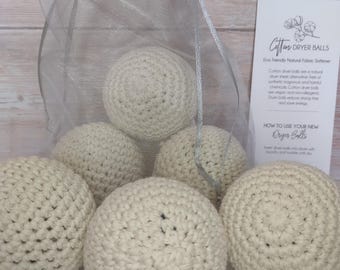 100% cotton dryer balls, vegan, eco-friendly, green. (ECRU in color)