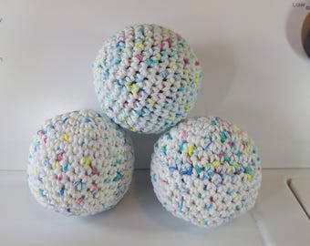 100% cotton dryer balls, vegan, eco-friendly, green. (Sprinkles in color)