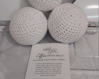Palline per asciugatrice in cotone 100%, vegane, ecocompatibili, verdi. (Colore bianco)