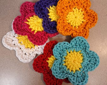 Crocheted Flower Dish Scrubby, Kitchen Cleaning