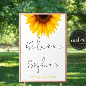 Sunflower Sign Drive By Welcome Sign Baby Shower Welcome Sign Baby Shower Sign Editable Baby Shower Sign Instant Download 16 x 20 inch SF1