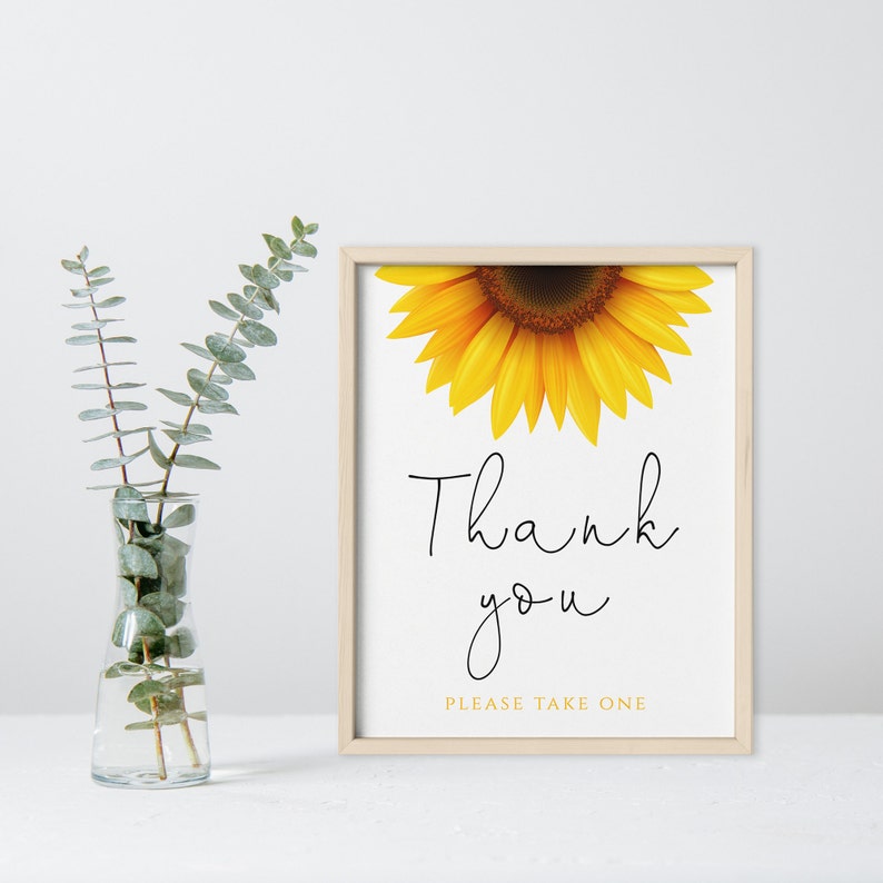 Thank You Sign Sunflower Sign Sunflower Baby Sunflower Thank You Signs Sunflower Coed Baby Shower Digital Download 8x10 inch JPG PDF SF1