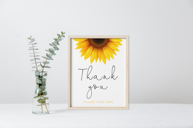 Thank You Sign Sunflower Sign Sunflower Baby Sunflower Thank You Signs Sunflower Coed Baby Shower Digital Download 8x10 inch JPG PDF SF1
