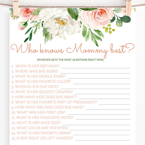 EDITABLE Floral Who Knows Mommy Best Instant Download Editable Personalize 8 x 10 inch PDF JPG F1