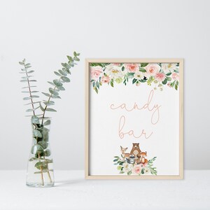 Woodland Floral Candy Bar Sign Digital Download Instant Download 8 x 10 inch JPG PDF WLF1