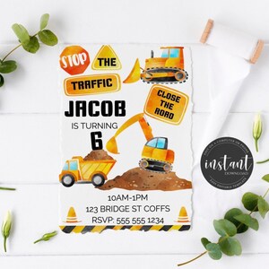 Construction Birthday Party IPhone Invitation Birthday Invite Instant Printable Digital Download Editable Personalized 5x7 inch PDF C1