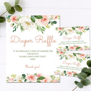 Carte florale de tombola de couches, tombola de couches, carte de douche de bébé, douche de couches, carte complémentaire de douche de bébé, insert de douche, téléchargement instantané F1