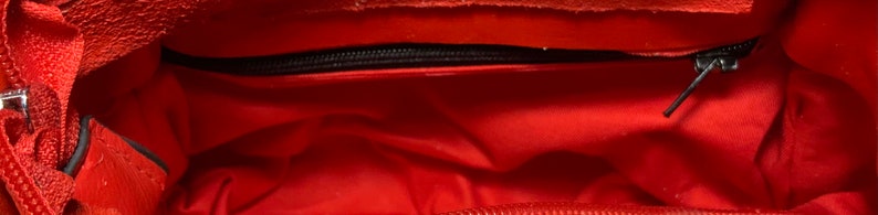 red color double inner pocket with zip and detachable strap Small clutch bag in real leather