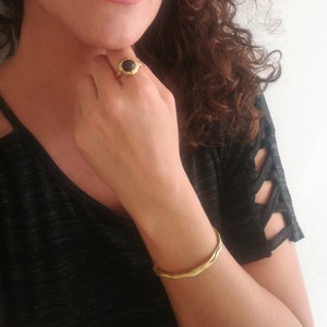 gold distressed cuff bracelet, gold byzantine bangle, bronze ancient greek cuff, bronze primitive bracelet, gift for her, gift for mother image 2