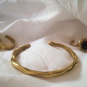gold distressed cuff bracelet, gold byzantine bangle, bronze ancient greek cuff, bronze primitive bracelet, gift for her, gift for mother image 4