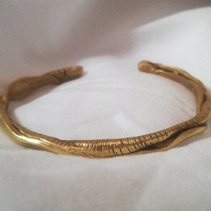 gold distressed cuff bracelet, gold byzantine bangle, bronze ancient greek cuff, bronze primitive bracelet, gift for her, gift for mother image 7