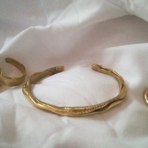 gold distressed cuff bracelet, gold byzantine bangle, bronze ancient greek cuff, bronze primitive bracelet, gift for her, gift for mother image 8