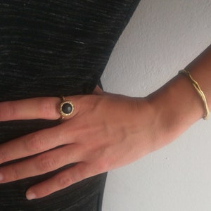 gold distressed cuff bracelet, gold byzantine bangle, bronze ancient greek cuff, bronze primitive bracelet, gift for her, gift for mother image 5