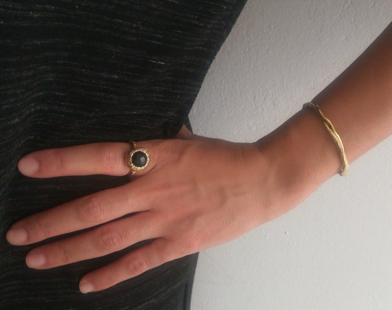 gold distressed cuff bracelet, gold byzantine bangle, bronze ancient greek cuff, bronze primitive bracelet, gift for her, gift for mother image 5