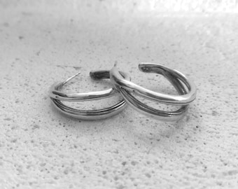 double wire silver hoops